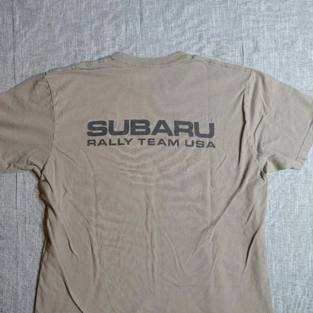 Subaru Rally Team David Higgins #75 USA Shirt Medium Cotton Front and Back Y2K - Picture 4 of 9